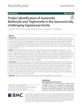 Timber Identification of Autranella, Baillonella and Tieghemella in The