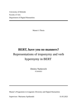 Representations of Troponymy and Verb Hypernymy in BERT