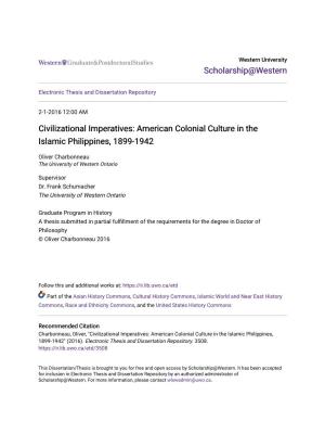 American Colonial Culture in the Islamic Philippines, 1899-1942
