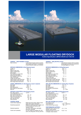 LARGE MODULAR FLOATING DRYDOCK Outline Specification Lmfdd 240X55 and 120X120