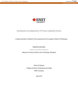 Development and Application of Process Capability Indices