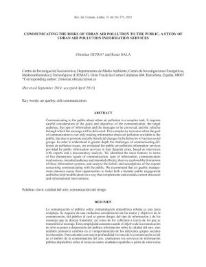Communicating the Risks of Urban Air Pollution to the Public. a Study of Urban Air Pollution Information Services