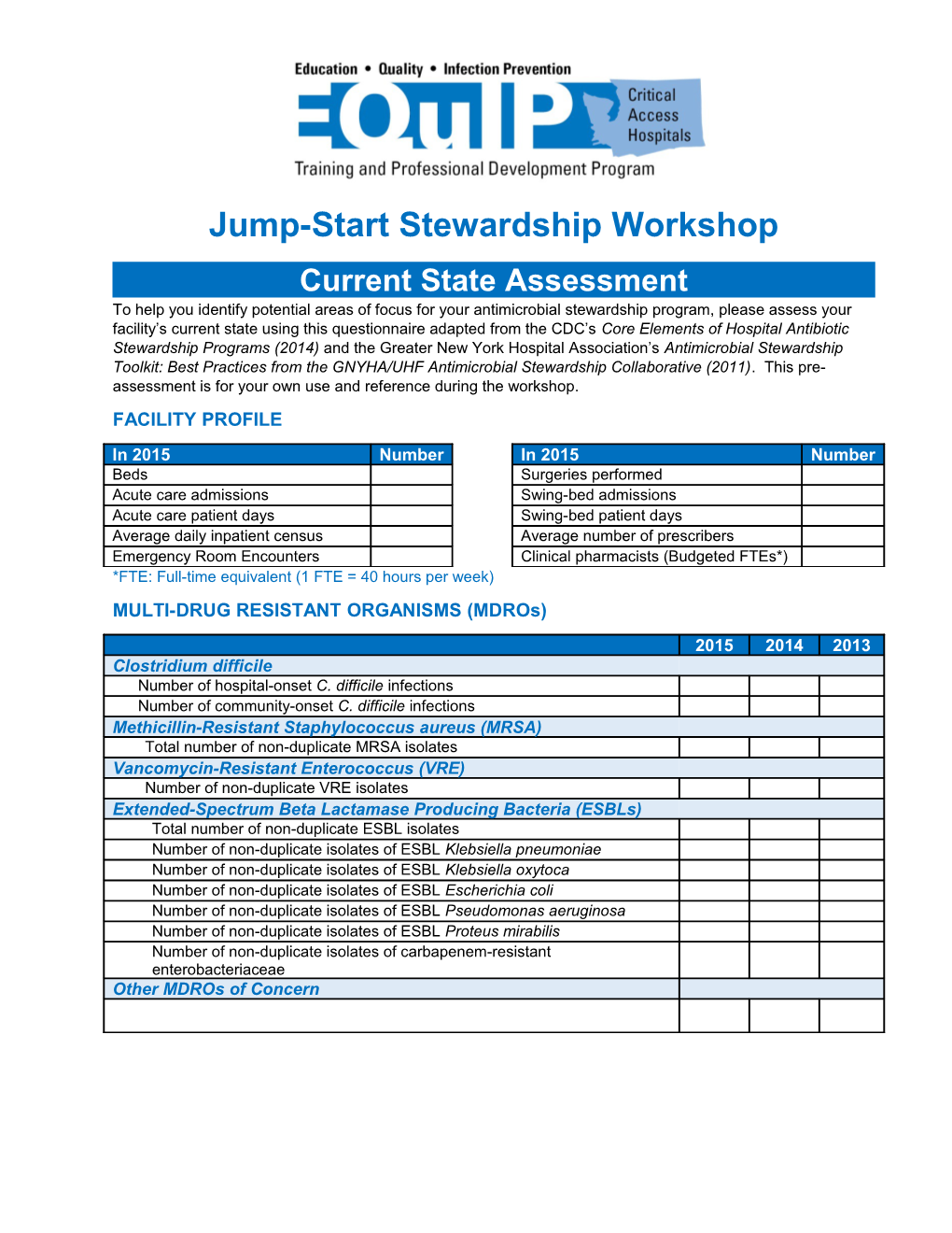 Jump-Start Stewardship Workshop