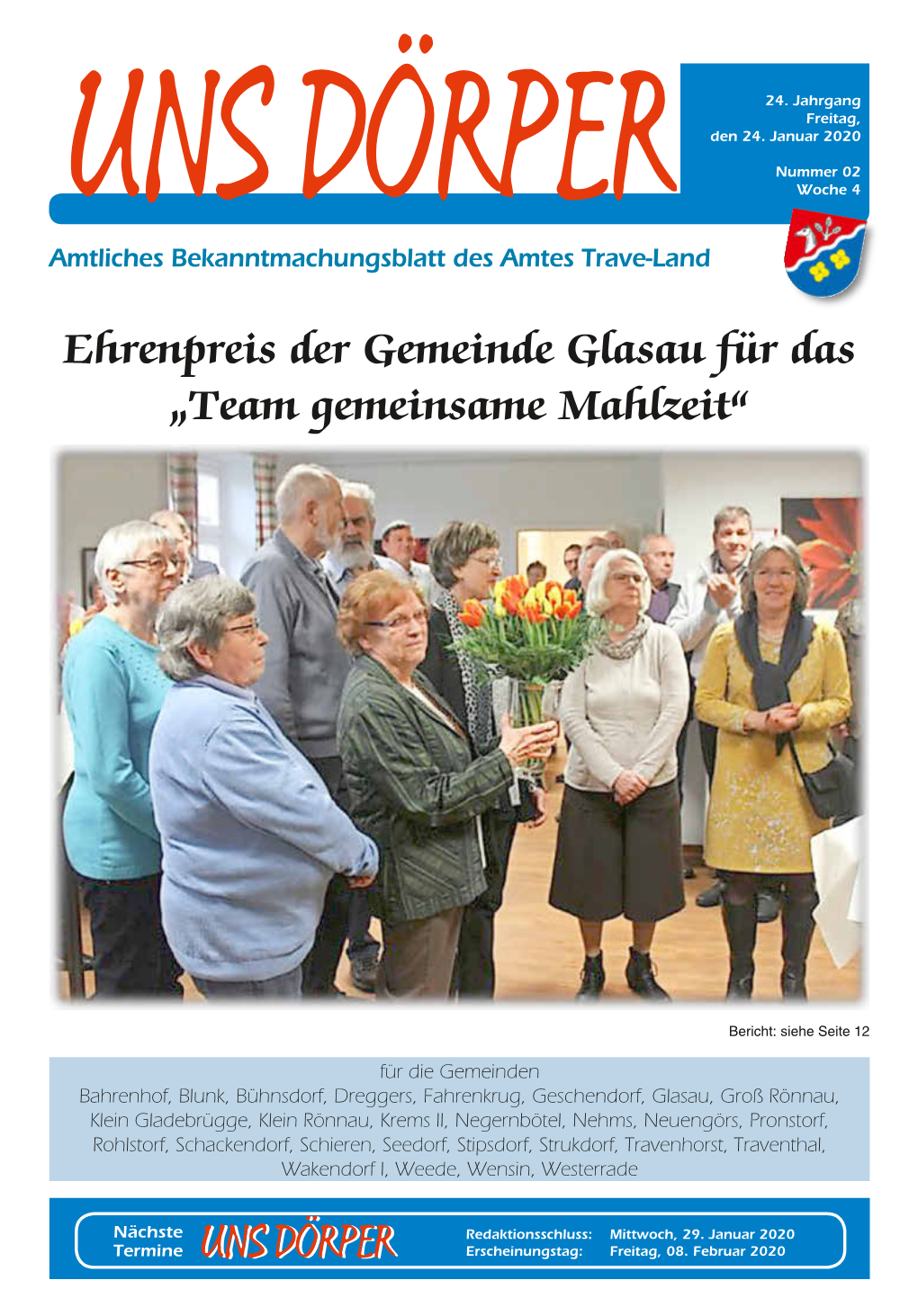 UNS DÖRPER Woche 4 Amtliches Bekanntmachungsblatt Des Amtes Trave-Land