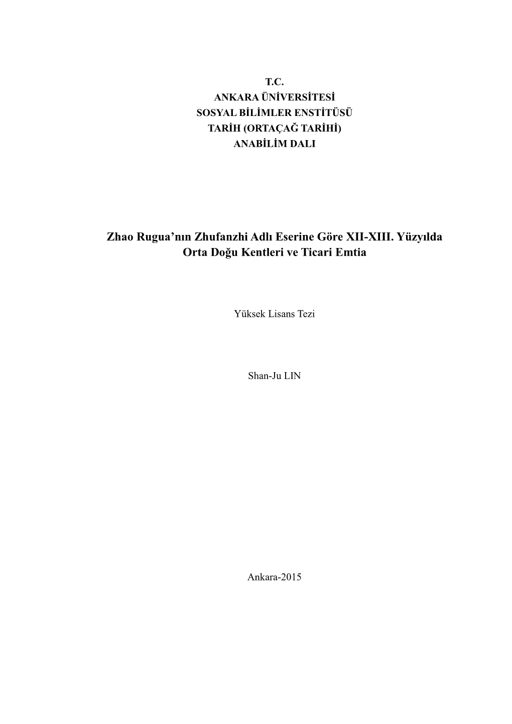 Zhao Rugua'nın Zhufanzhi Adlı Eserine Göre XII-XIII. Yüzyılda Orta