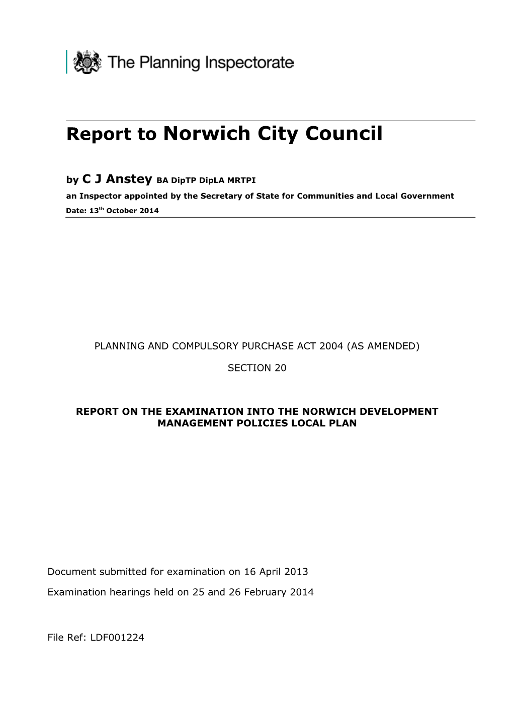 Report to Norwich City Council