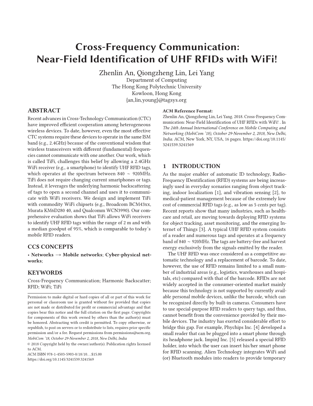 Near-Field Identification of UHF Rfids with Wifi!