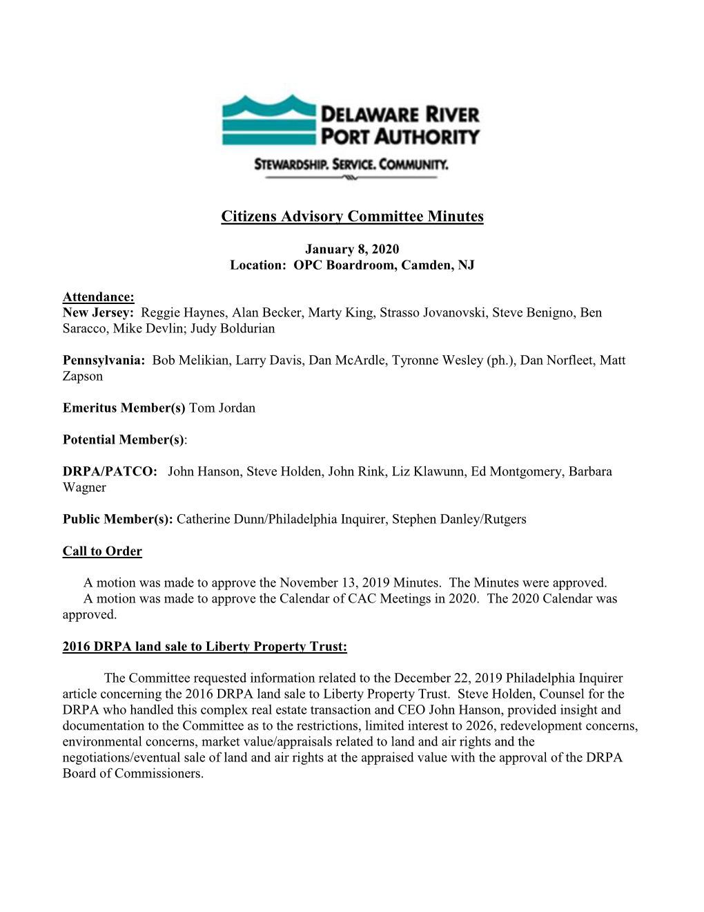 Citizens Advisory Committee Minutes