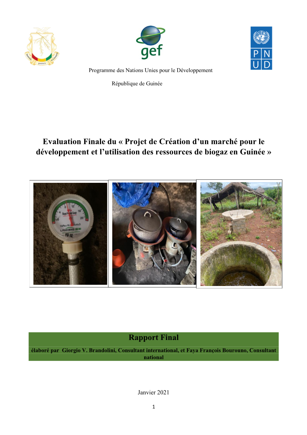 Evaluation Finale Du « Projet De Création D'un Marché Pour Le