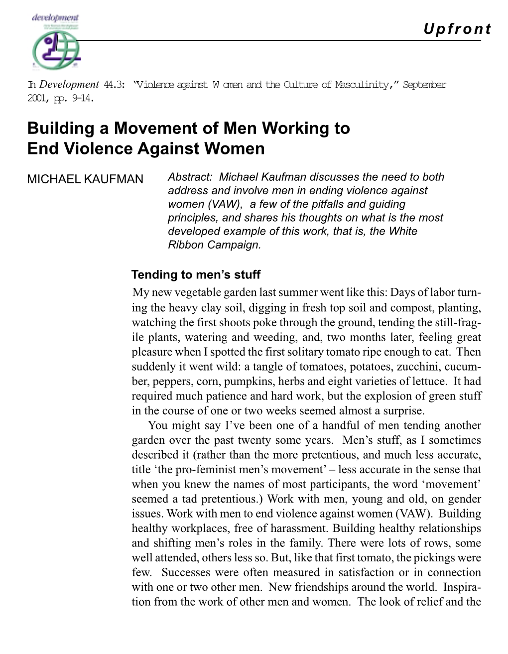 Building a Movement of Men Working to End Violence Against Women