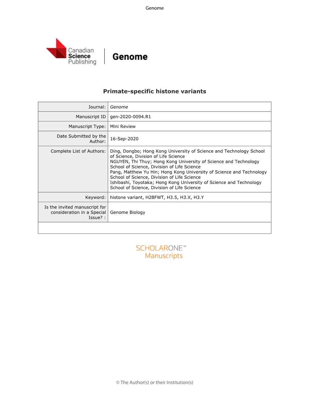 Primate-Specific Histone Variants