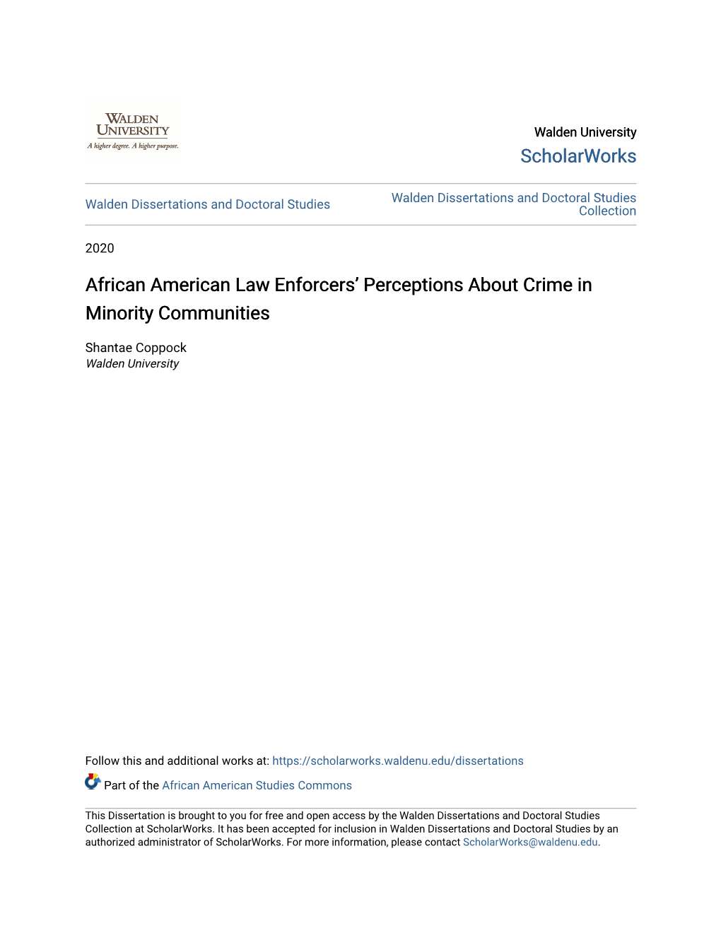 African American Law Enforcers' Perceptions About Crime in Minority