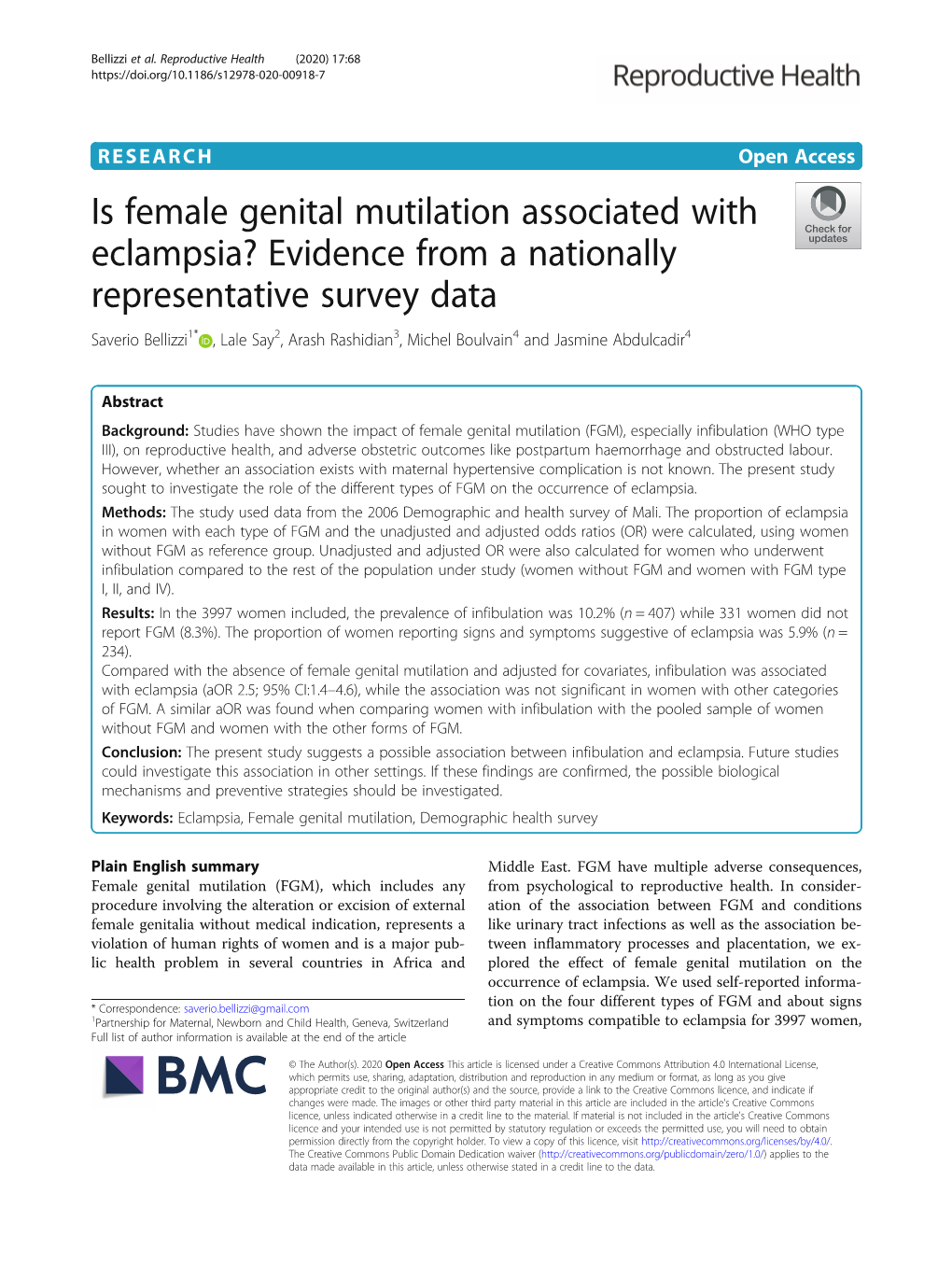 Is Female Genital Mutilation Associated with Eclampsia?
