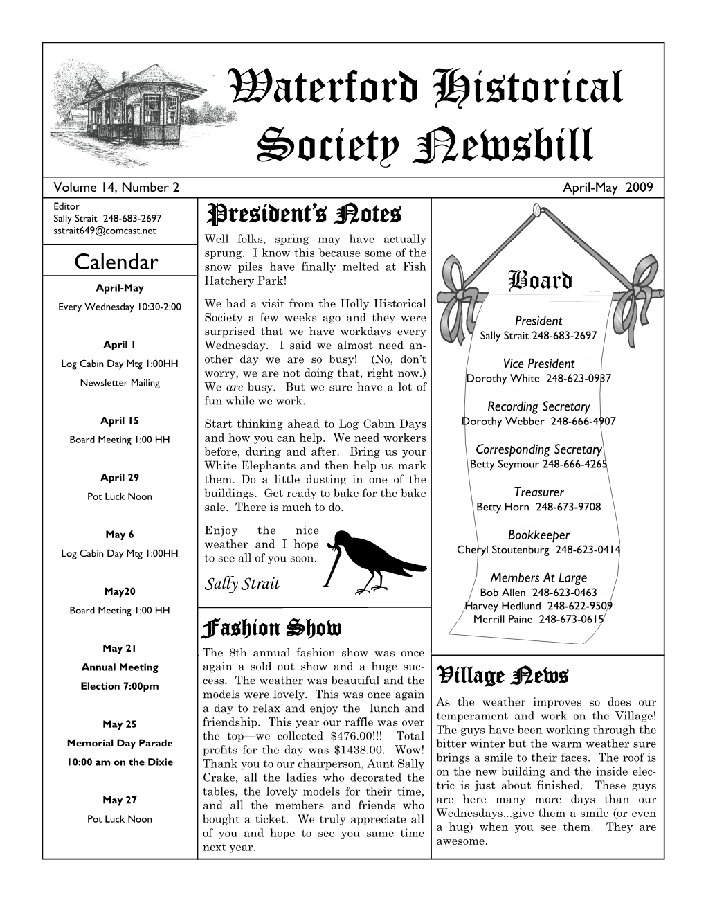 Waterford Historical Society Newsbill