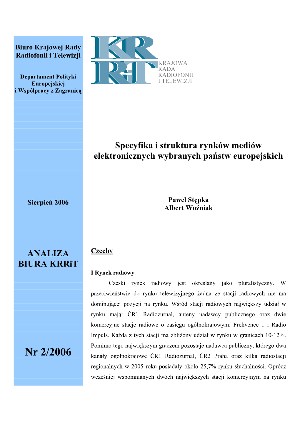 Specyfika I Struktura Rynków Mediów Elektronicznych Wybranych