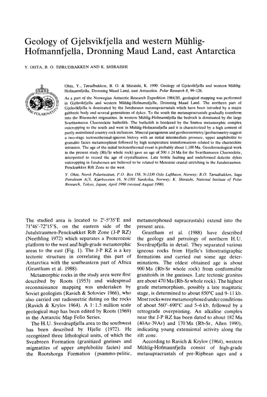 Geology of Gjelsvikfjella and Western Muhlig- Hofmannfjella, Dronning Maud Land, East Antarctica