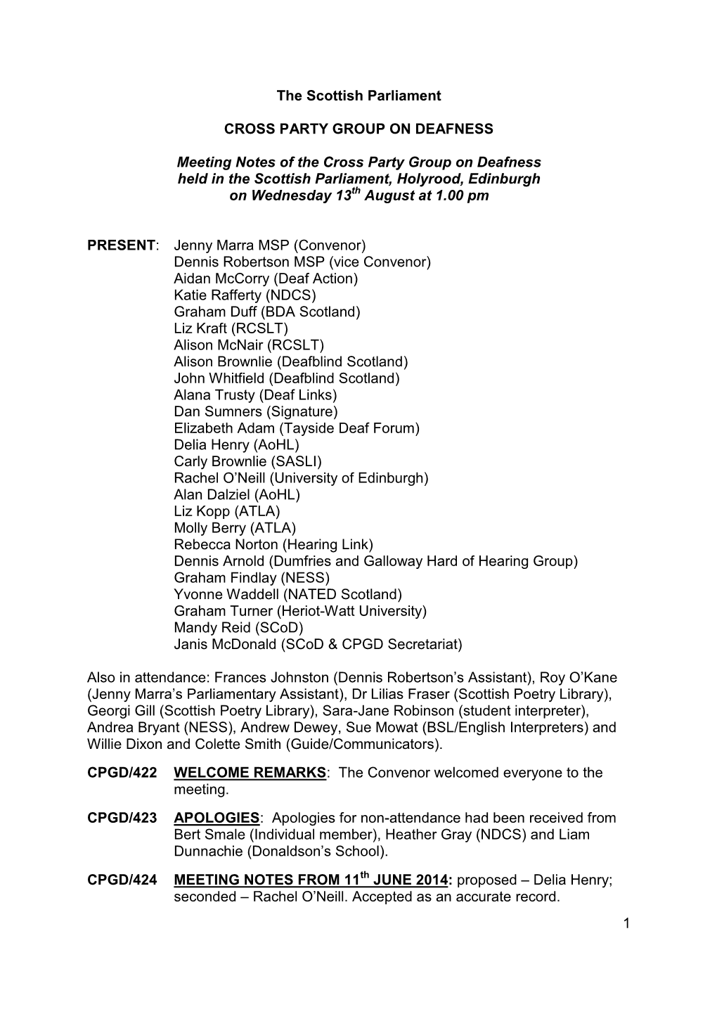 Minutes of Meeting 13 August 2014 (252KB Pdf)