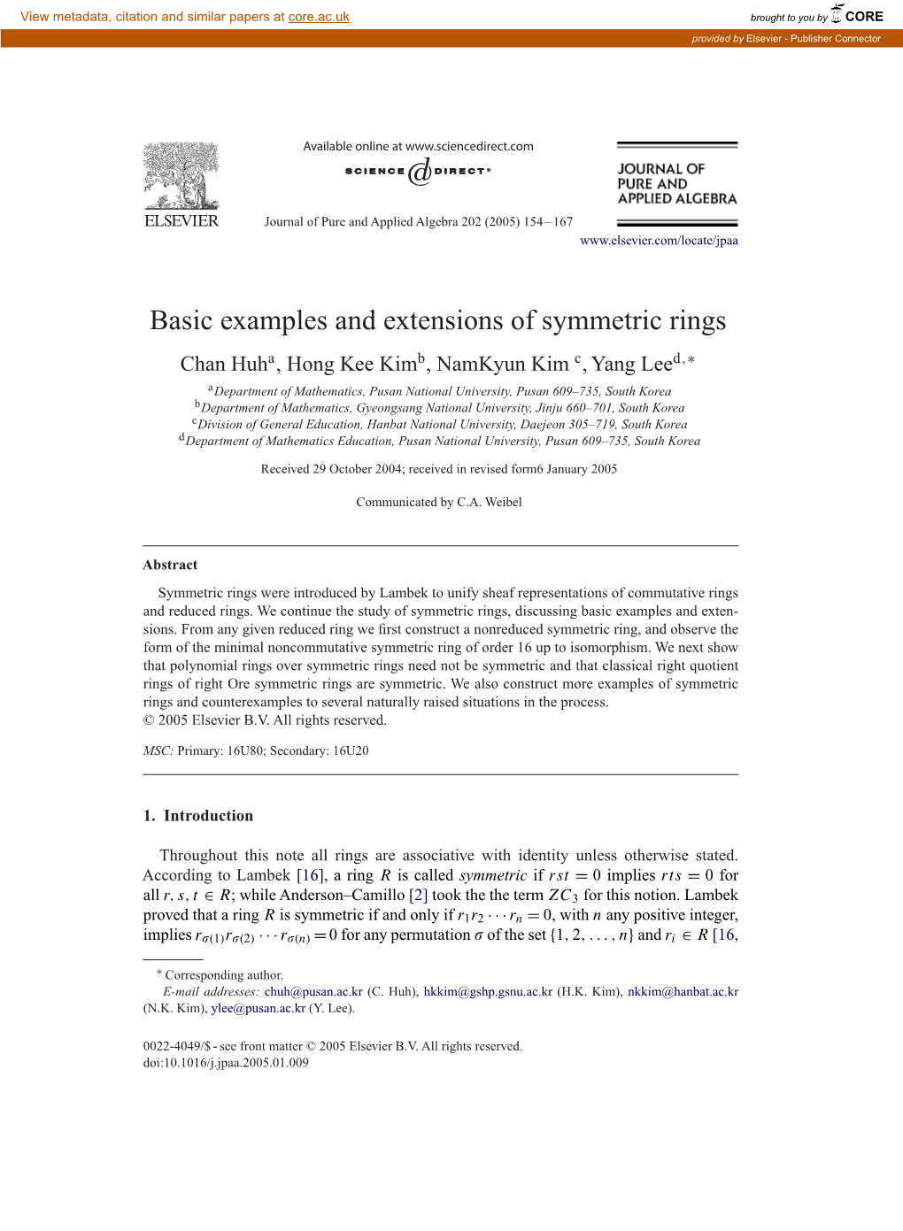 Basic Examples and Extensions of Symmetric Rings