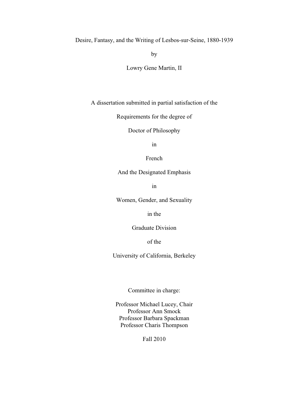 Desire, Fantasy, and the Writing of Lesbos-Sur-Seine, 1880-1939 By