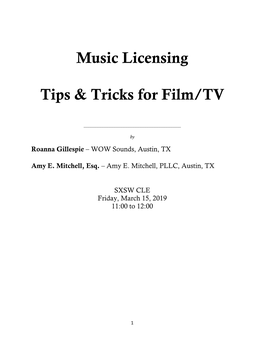 Music Licensing Tips & Tricks for Film/TV