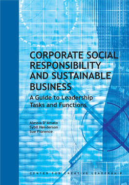 CORPORATE SOCIAL RESPONSIBILITY and SUSTAINABLE BUSINESS a Guide to Leadership Tasks and Functions