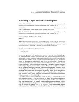 A Roadmap of Agent Research and Development