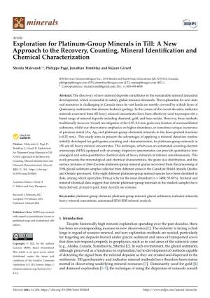 Exploration for Platinum-Group Minerals in Till: a New Approach to the Recovery, Counting, Mineral Identiﬁcation and Chemical Characterization