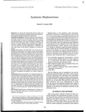 Synkinetic Blepharoclonus