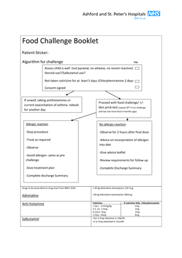 Food Challenge Booklet