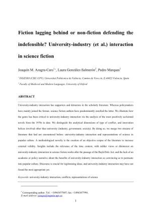 University-Industry (Et Al.) Interaction in Science Fiction