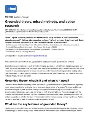 Grounded Theory, Mixed Methods, and Action Research | the BMJ
