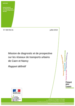 Mission De Diagnostic Et De Prospective Sur Les Réseaux De Transports Urbains De Caen Et Nancy