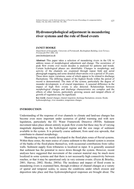 Hydromorphological Adjustment in Meandering River Systems and the Role of Flood Events