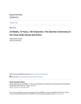 The Abortion Controversy in the Texas State Senate and Online