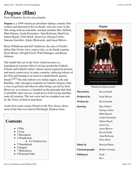 Dogma (Film) - Wikipedia, the Free Encyclopedia 12/29/11 6:58 AM Dogma (Film) from Wikipedia, the Free Encyclopedia