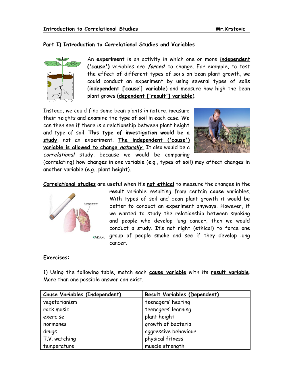 Grade 10 Introduction to Correlational Studies