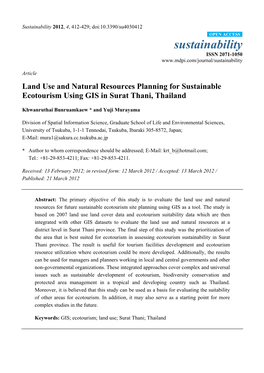 Land Use and Natural Resources Planning for Sustainable Ecotourism Using GIS in Surat Thani, Thailand