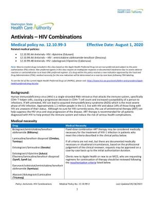 Antivirals – HIV Combinations Medical Policy No