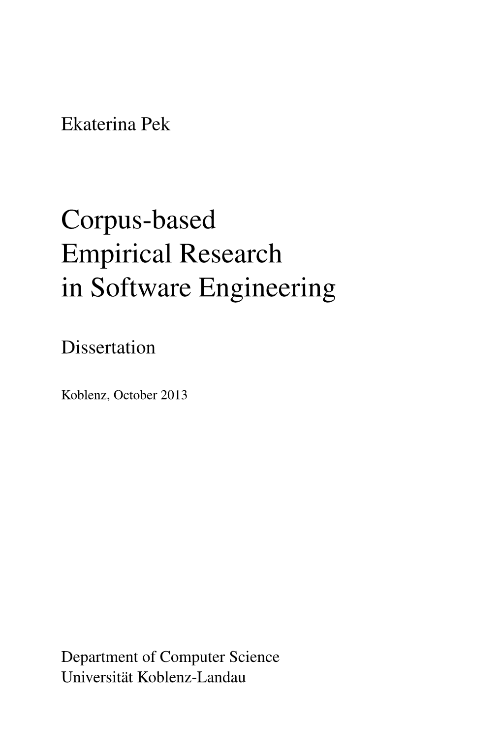 Corpus-Based Empirical Research in Software Engineering