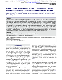 Kinetic Interval Measurement: a Tool to Characterize Thermal Reversion Dynamics of Light-Switchable Fluorescent Proteins