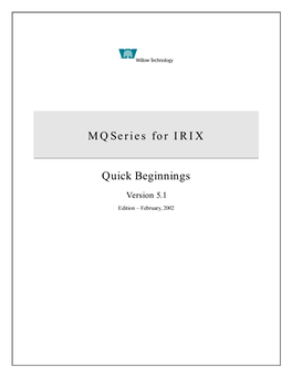 Mqseries for IRIX Quick Beginnings