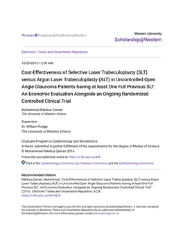 (SLT) Versus Argon Laser Trabeculoplasty (ALT) in Uncontrolled Open Angle