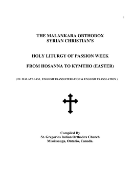 The Malankara Orthodox Syrian Christian's Holy