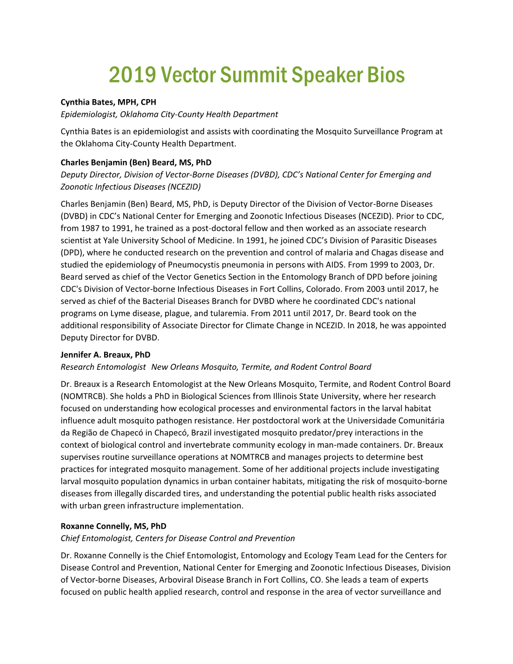 2019 Vector Summit Speaker Bios