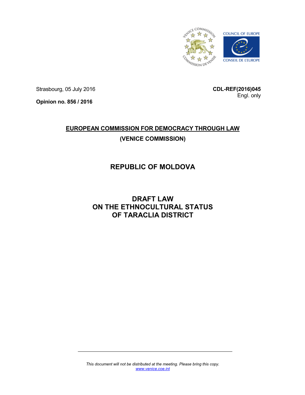 Republic of Moldova Draft Law on the Ethnocultural