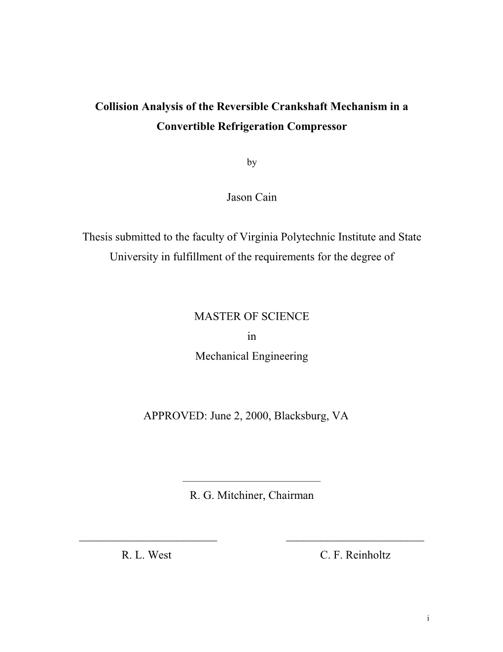 Collision Analysis of the Reversible Crankshaft Mechanism in a Convertible Refrigeration Compressor