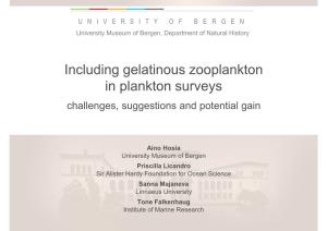 Including Gelatinous Zooplankton in Plankton Surveys Challenges, Suggestions and Potential Gain