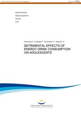 Detrimental Effects of Energy Drink Consumption on Adolescents