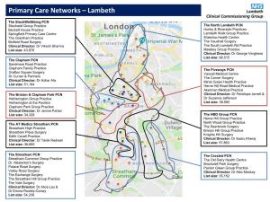 Primary Care Networks – Lambeth