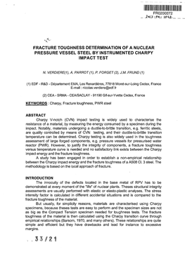 Fracture Toughness Determination of a Nuclear Pressure Vessel Steel by Instrumented Charpy Impact Test